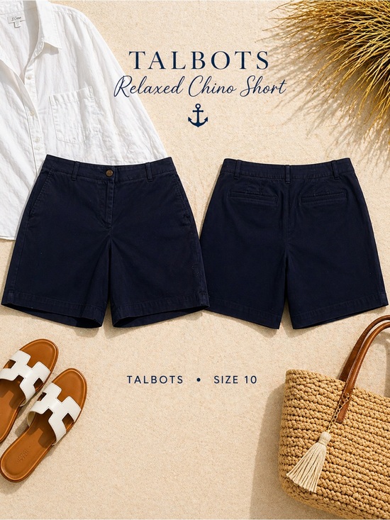 Talbots Pants - Talbots Navy Blue chino  Bermuda Shorts Size 10